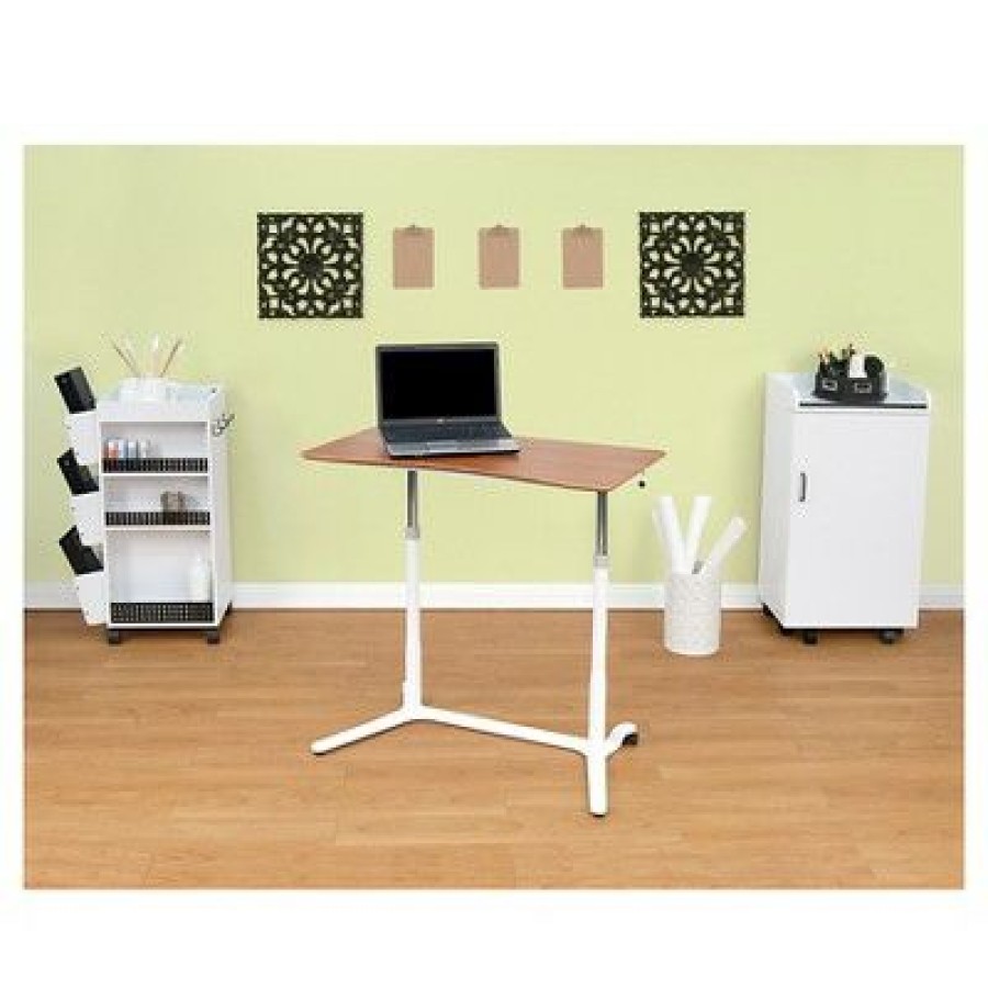 Executive Desks * | Element Sit-Stand Height Adjustable Desk White/Cherry Studio Designs