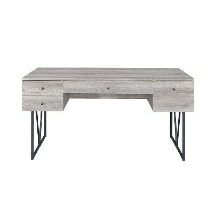 Executive Desks * | Coaster Home Furniture Analiese Industrial 4 Drawer Home Office Writing Desk, Grey Driftwood Finish