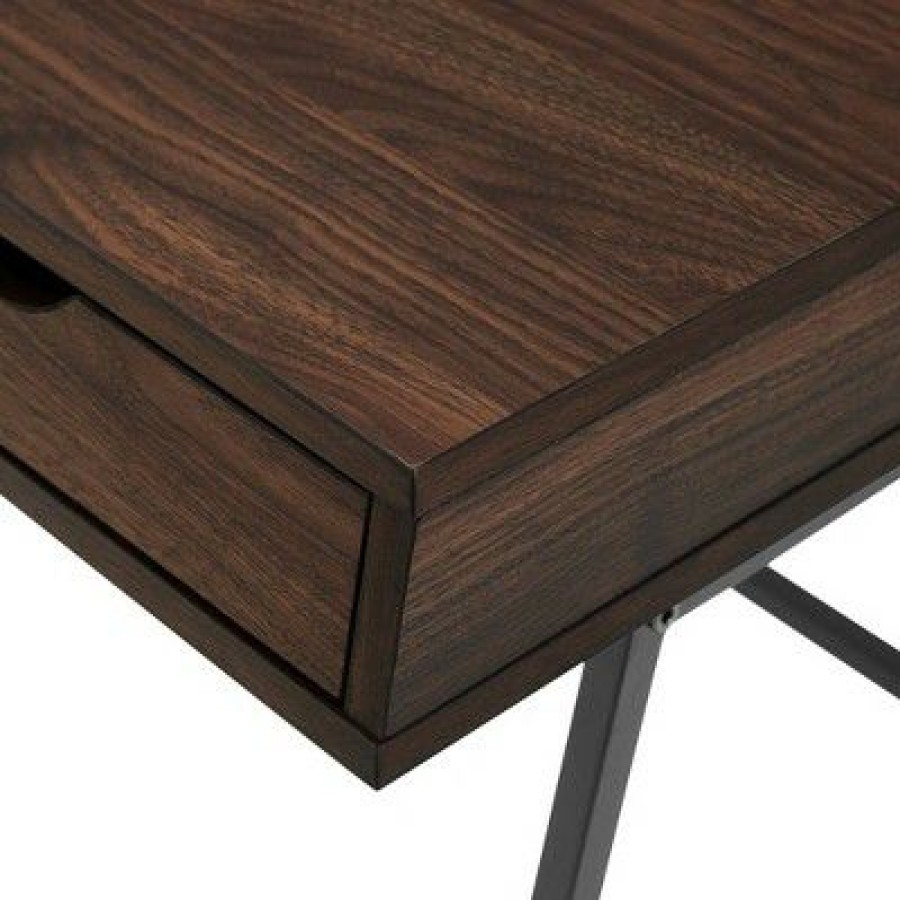 Executive Desks * | 3 Drawer Angled Writing Desk With Cord Management Slots Saracina Home