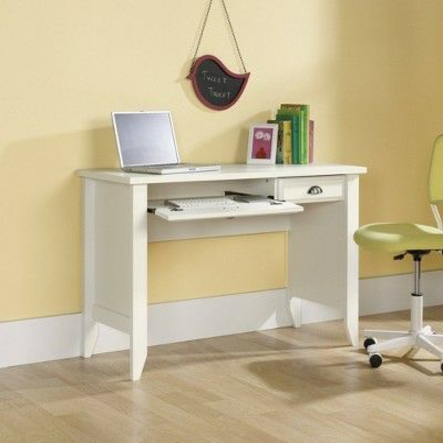 Executive Desks * | Shoal Creek Computer Desk With Slide Out Keyboard Soft White Sauder