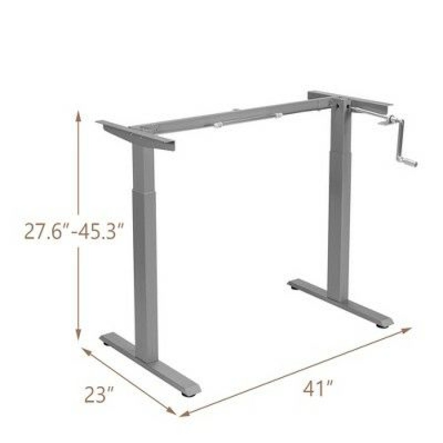 Executive Desks * | Costway Hand Crank Sit To Stand Desk Frame Height Adjustable Standing Base Black/ /White Grey