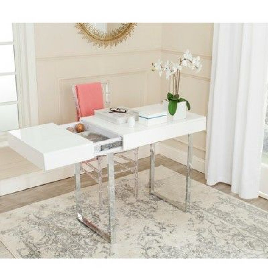 Executive Desks * | Berkley Desk White/Chrome Safavieh