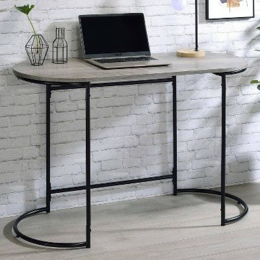 Executive Desks * | Brimlee Oval Writing Desk Black/Light Gray Mibasics