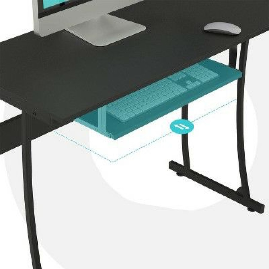 Executive Desks * | Rif6 L Shaped Modern Computer Home Office Gaming Desk With Keyboard Tray And Cable Management, Easy Assembly, Black