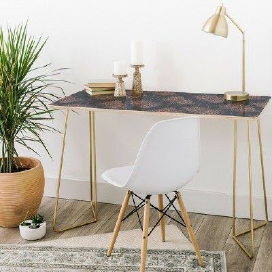 Executive Desks * | Rachael Taylor Tropical Shower Desk With Gold Aston Legs Deny Designs