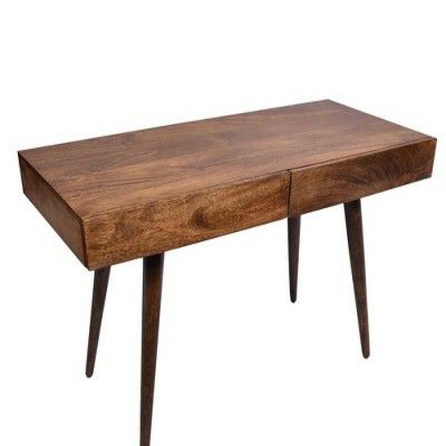 Executive Desks * | Wooden Writing Desk With Two Drawers And Tape Legs Brown The Urban Port