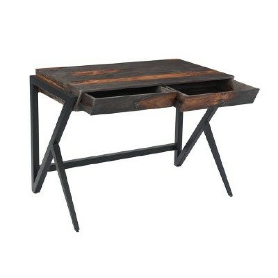 Executive Desks * | Sonoma 2 Drawer Writing Desk Charcoal Brown Treasure Trove Accents