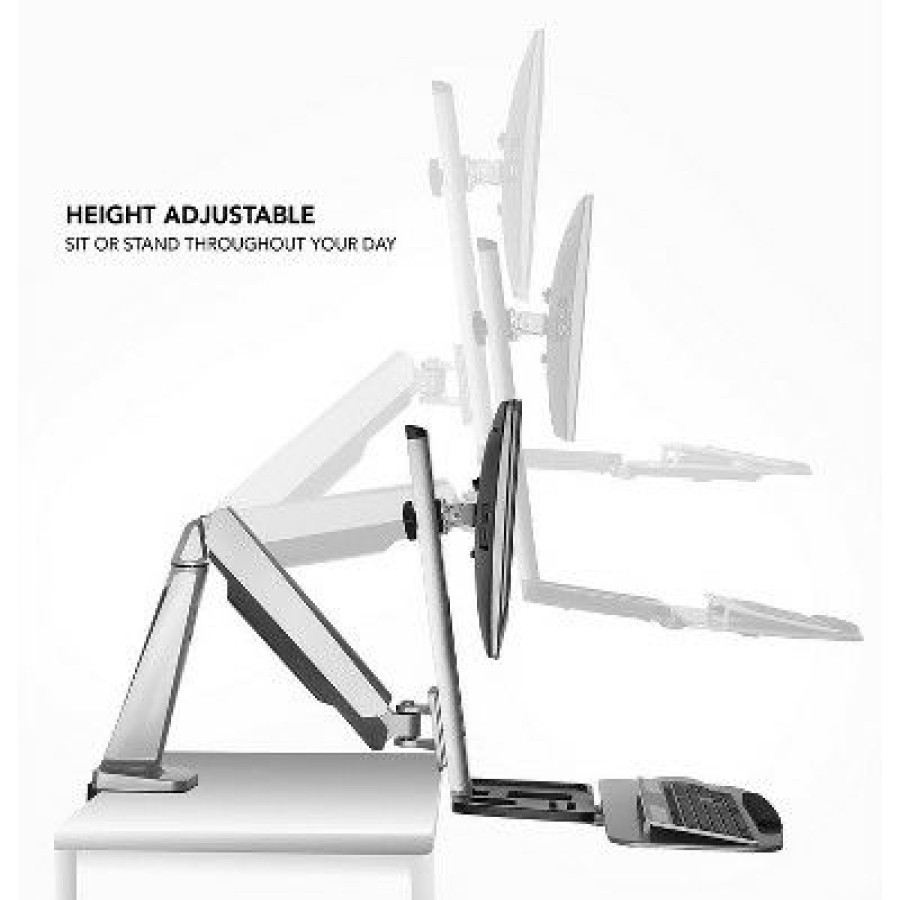 Executive Desks * | Mount-It! 20 Height Adjustable Standing Desk Mount Silver (Mi-7903)