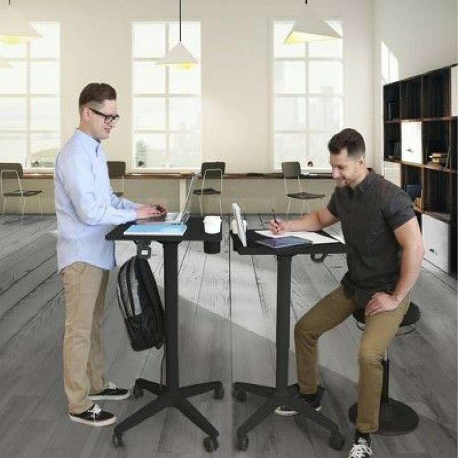 Computer Desks * | Airlift Height Adjustable Sit/Stand Mobile Desk With Cup Holder Seville Classics