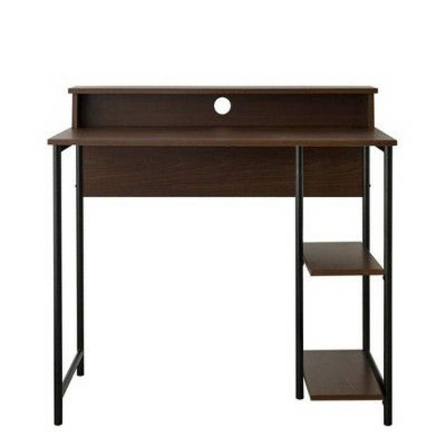 Executive Desks * | 35" Wooden Home Office Computer Desk With Metal Base And Storage Natural/Black Teamson Home