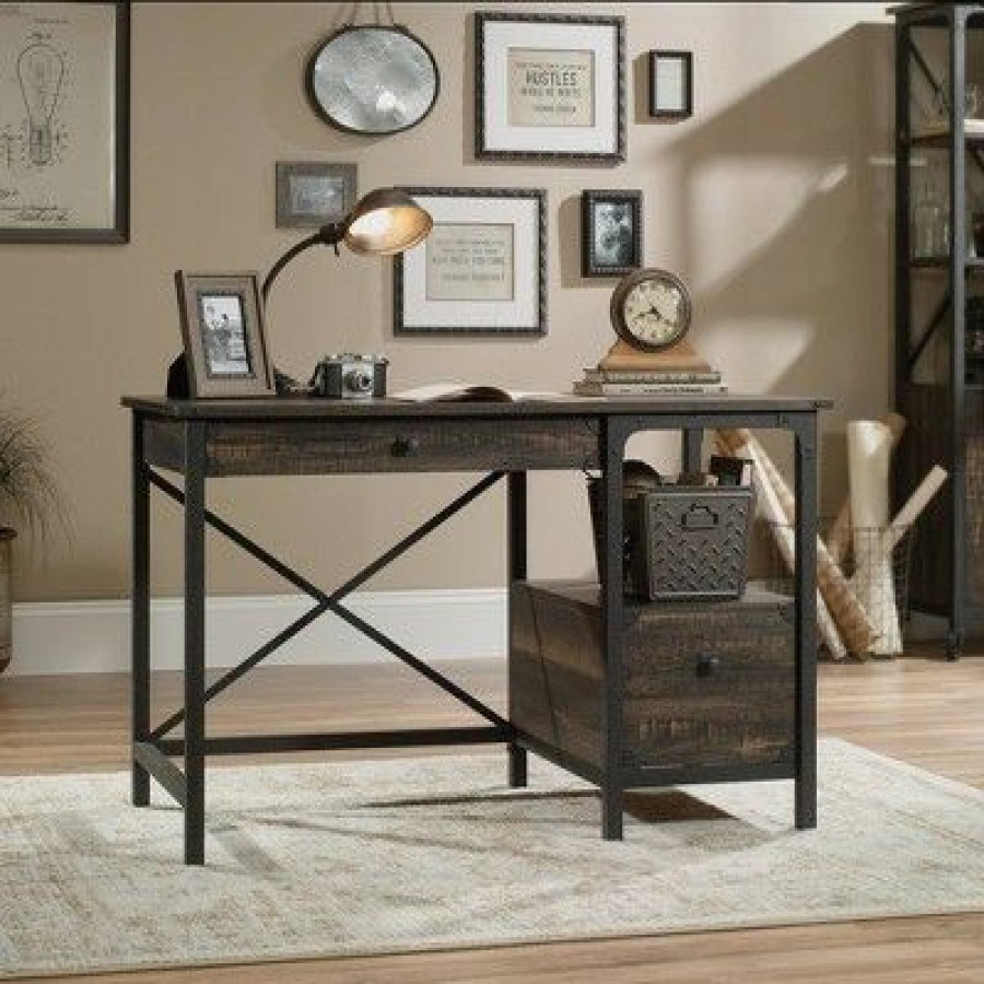 Executive Desks * | Steel River Desk Carbon Oak Sauder