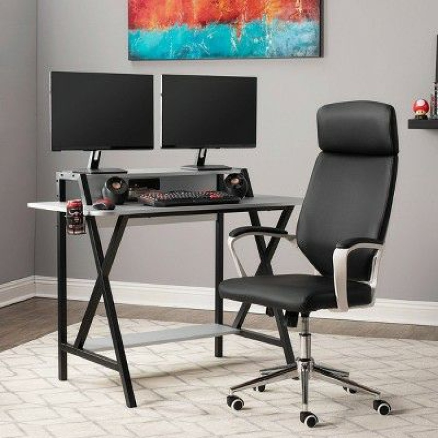 Computer Desks * | Challenger Gaming Table Black/Silver Sd Gaming