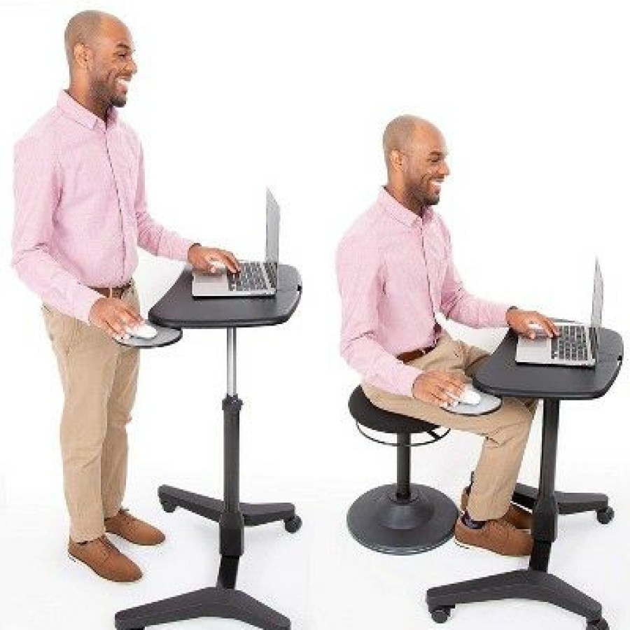 Computer Desks * | Cruizer Express Mobile Podium With Mouse Pad And Cup Holder Black Stand Steady