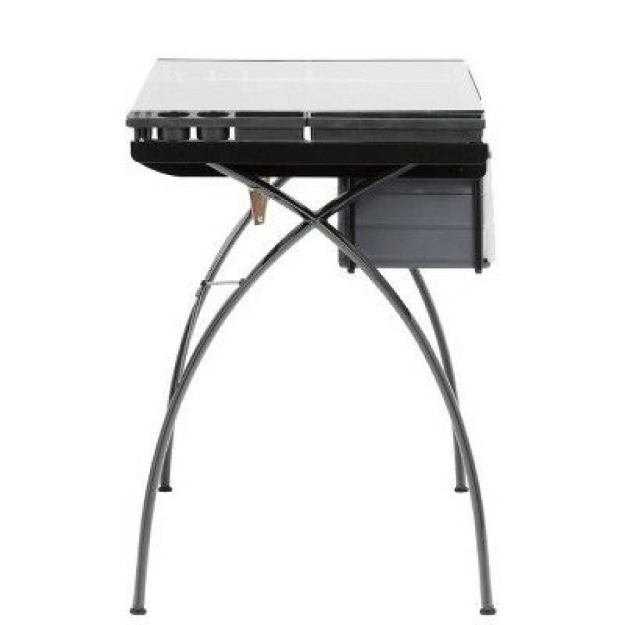 Drafting Tables * | Canvas & Color Adjustable Craft Station Black/Clear Glass Studio Designs