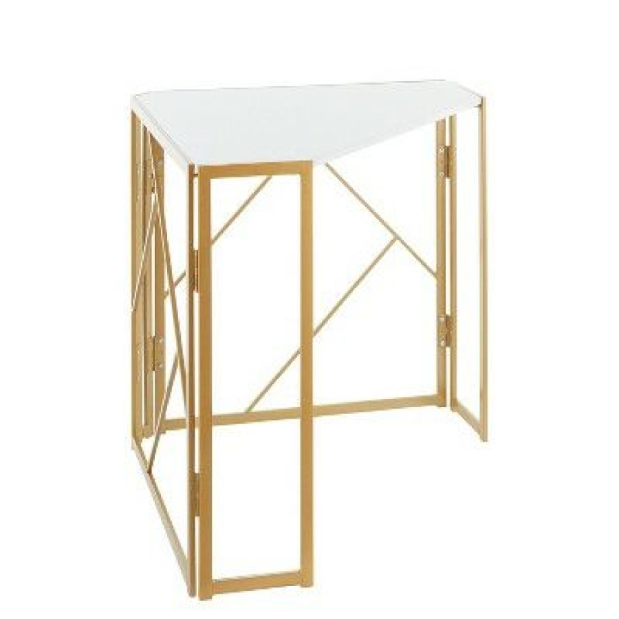 Corner Desks * | Folia Corner Desk Gold/White Lumisource