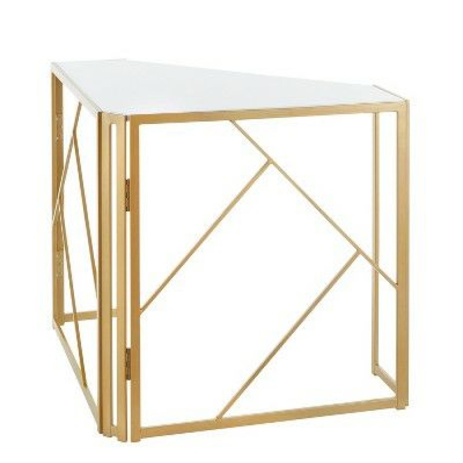 Corner Desks * | Folia Corner Desk Gold/White Lumisource