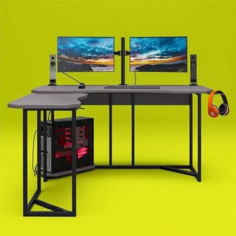 Computer Desks * | Quest Gaming L Desk With Cpu Stand Ntense