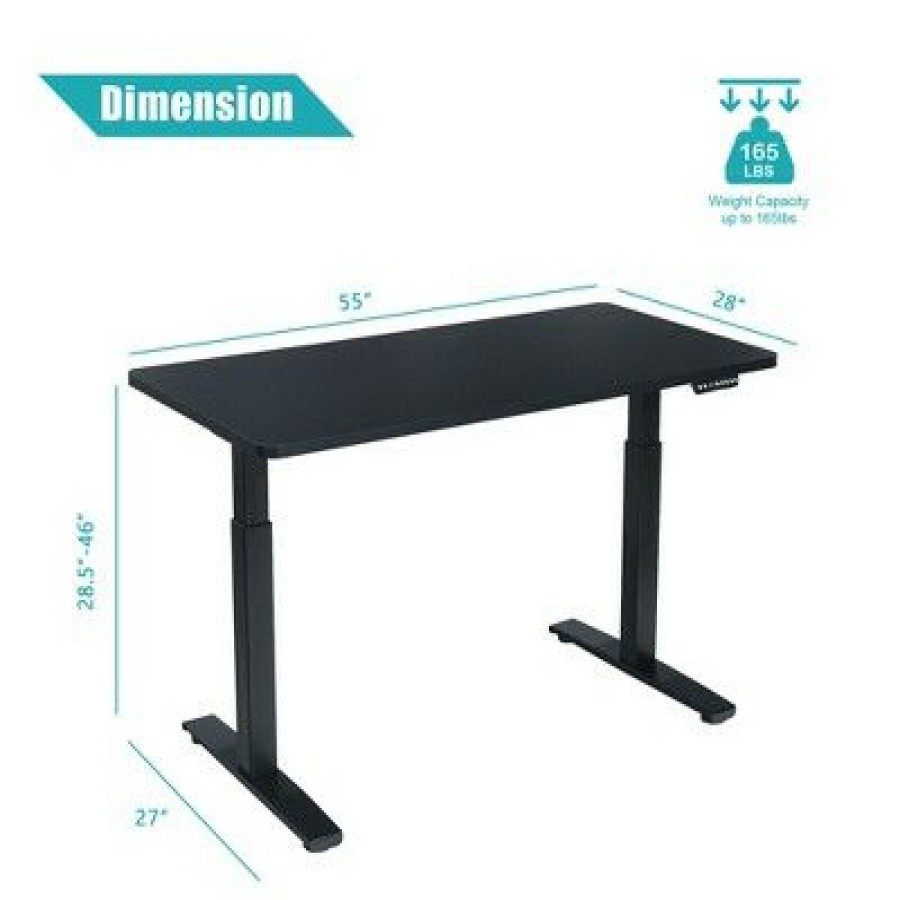 Executive Desks * | Costway 55"X28" Electric Standing Desk Adjustable Sit To Stand W/ Controller