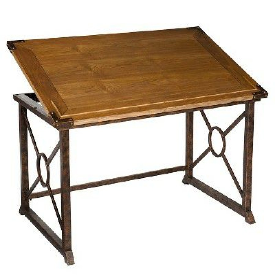 Drafting Tables * | Southern Enterprises Tilt Top Drafting Table Oak Aiden Lane