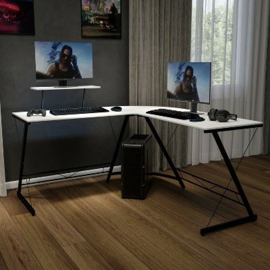 Computer Desks * | Flash Furniture L-Shaped Desk 71.5 Computer Corner Desk, Home Office Corner Desk, Gaming Desk, Space Saving, Easy To Assemble