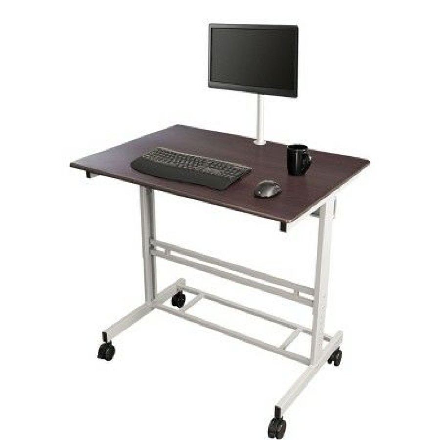 Computer Desks * | Stand Up Desk Store Rolling Adjustable Height Mobile Standing Desk With Monitor Mount