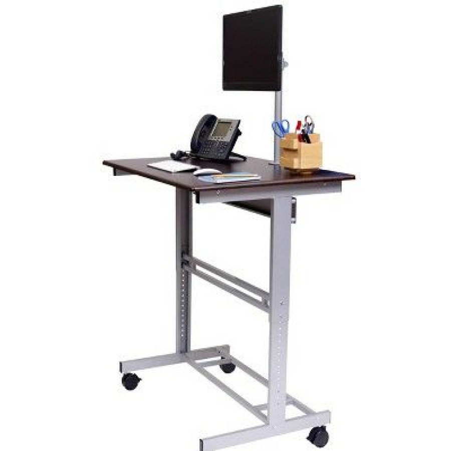 Computer Desks * | Stand Up Desk Store Rolling Adjustable Height Mobile Standing Desk With Monitor Mount