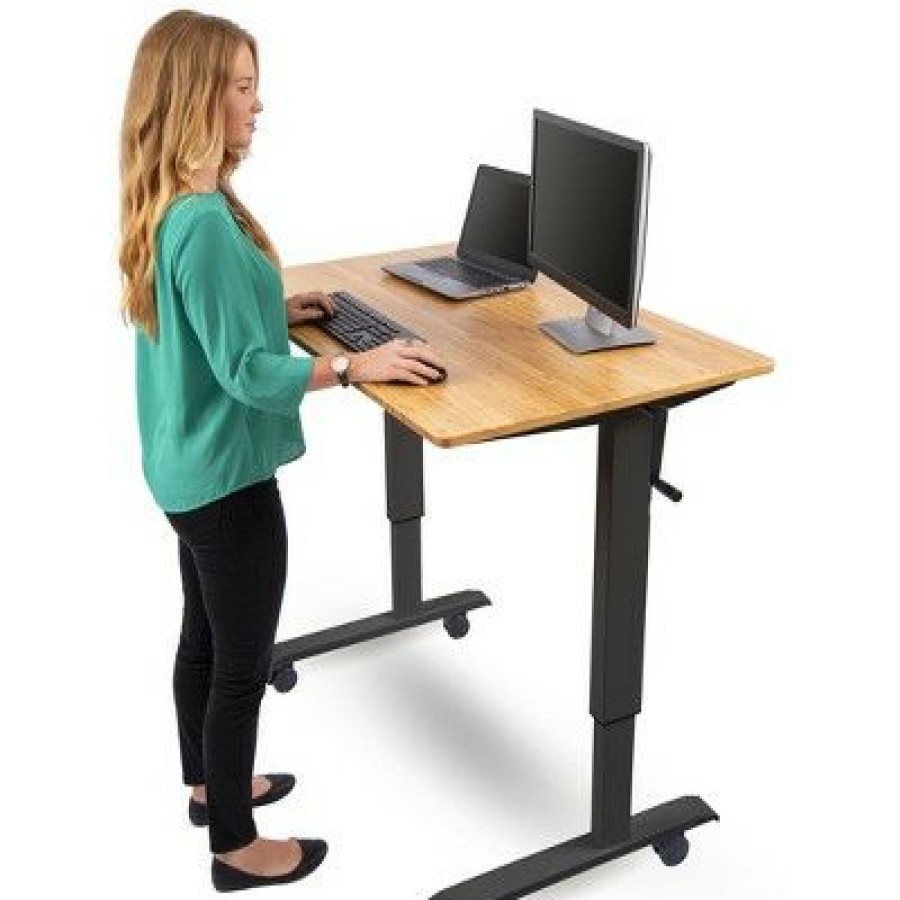 Executive Desks * | Stand Up Desk Store Crank Adjustable Height Rolling Standing Desk