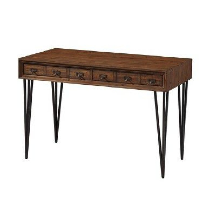 Executive Desks * | Cambridge 2 Drawer Writing Desk And Console Table Brown Treasure Trove Accents