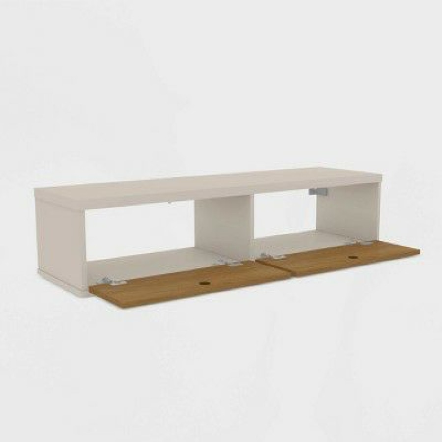 Executive Desks * | 42.28" Liberty Floating Office Desk Off White/Cinnamon Manhattan Comfort