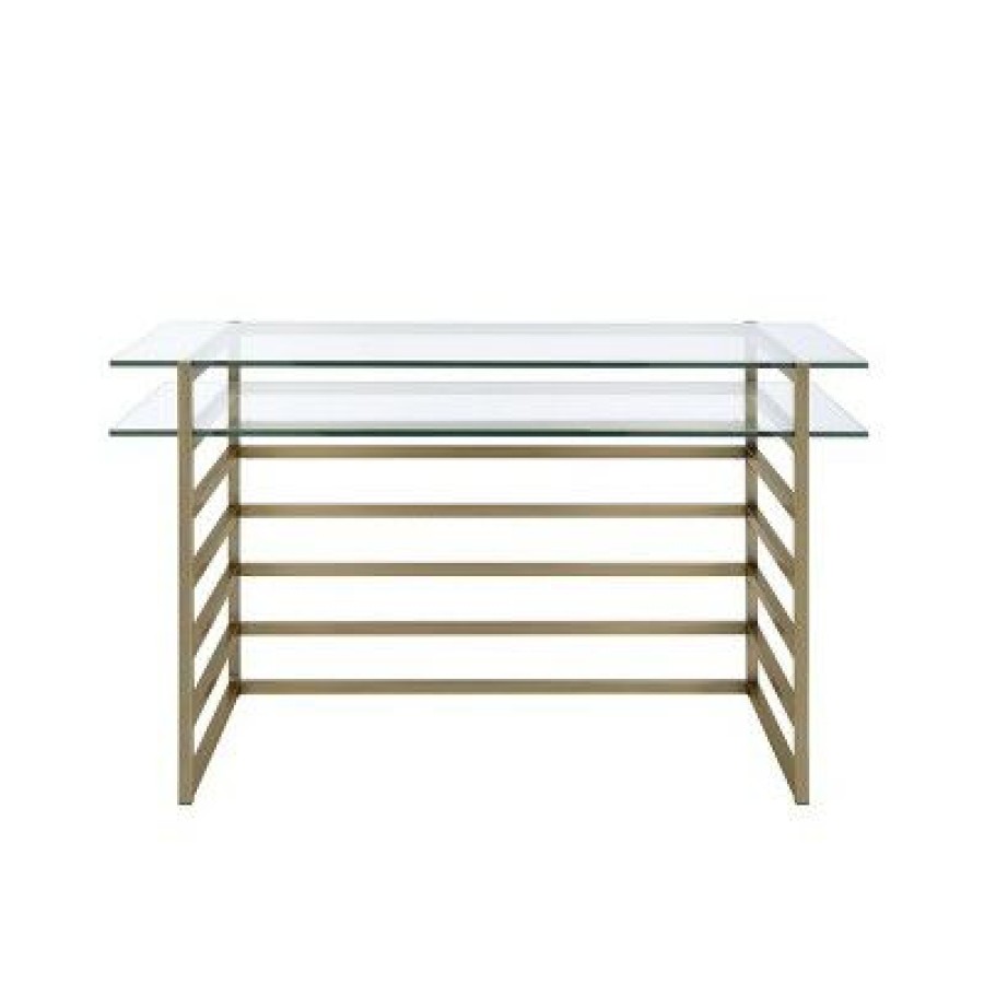 Executive Desks * | Shona Desk Antique Gold/Clear Glass Acme Furniture