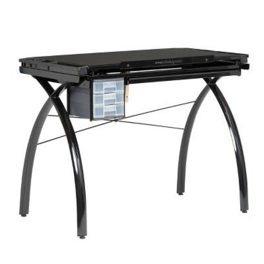 Drafting Tables * | Canvas & Color Adjustable Craft Station Black Glass Studio Designs