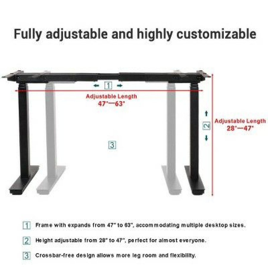 Executive Desks * | Costway 53" 7-Button Electric Height Adjustable Sit-Stand Desk Standing Single Motor