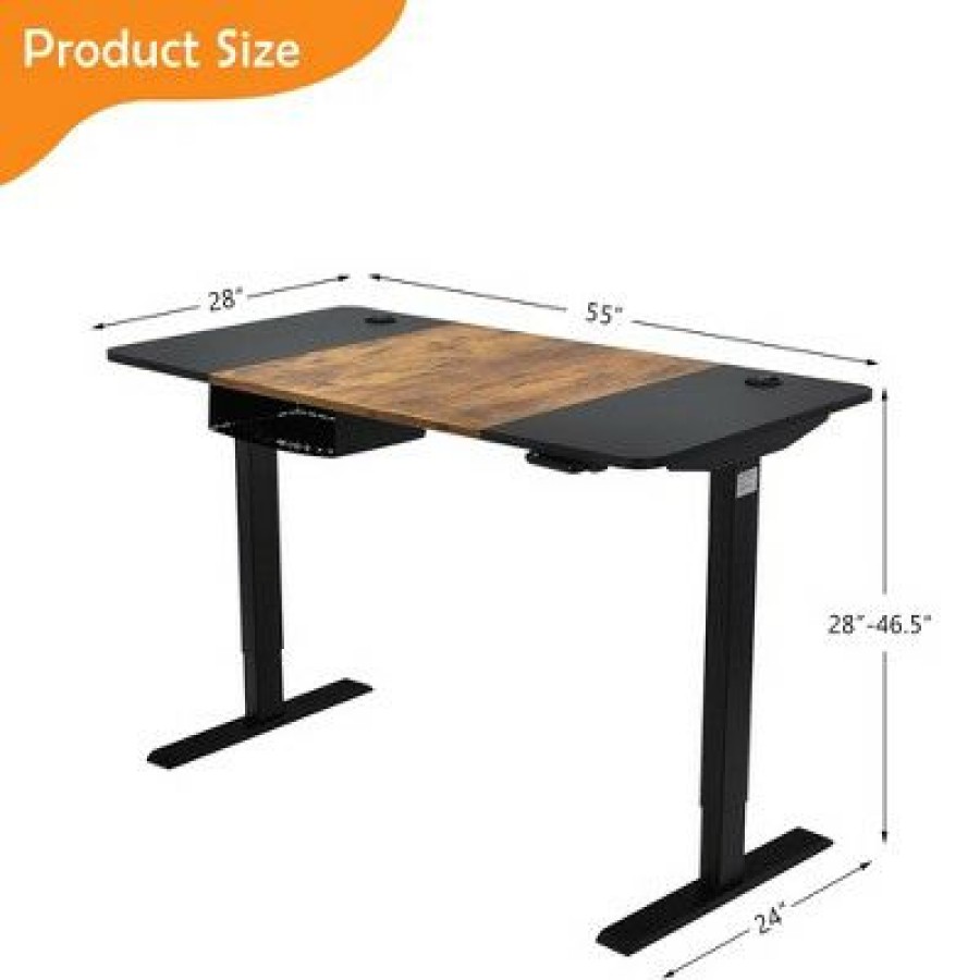 Executive Desks * | Costway 55"X28" Electric Standing Desk Height Adjustable Sit Stand Desk W/Usb Port