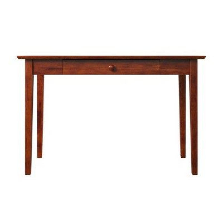 Executive Desks * | Shaker Wood Writing Desk With Drawers Walnut Atlantic Furniture