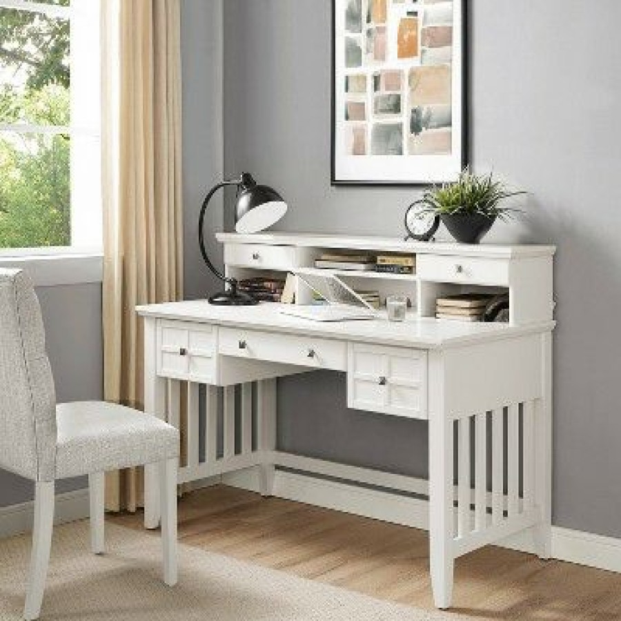 Executive Desks * | Adler Computer Desk And Hutch White Crosley