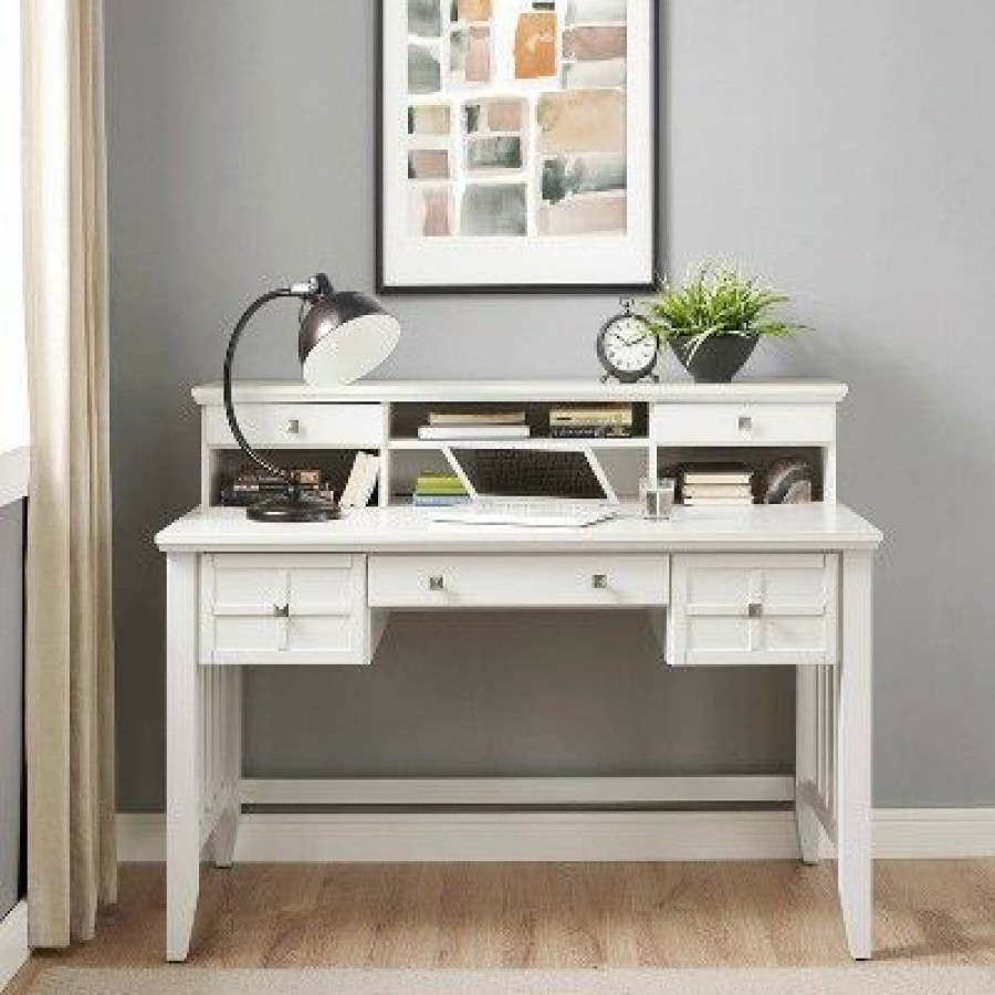 Executive Desks * | Adler Computer Desk And Hutch White Crosley