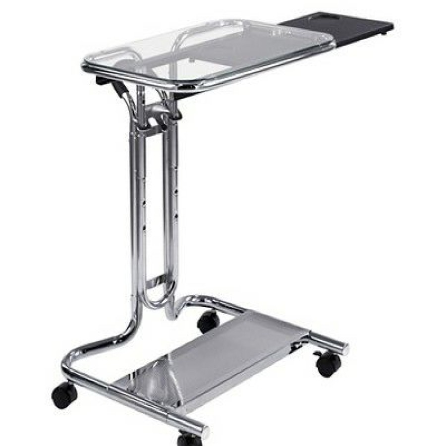 Computer Desks * | Calico Designs Laptop Cart W/ Extending Side Shelf Chrome / Clear