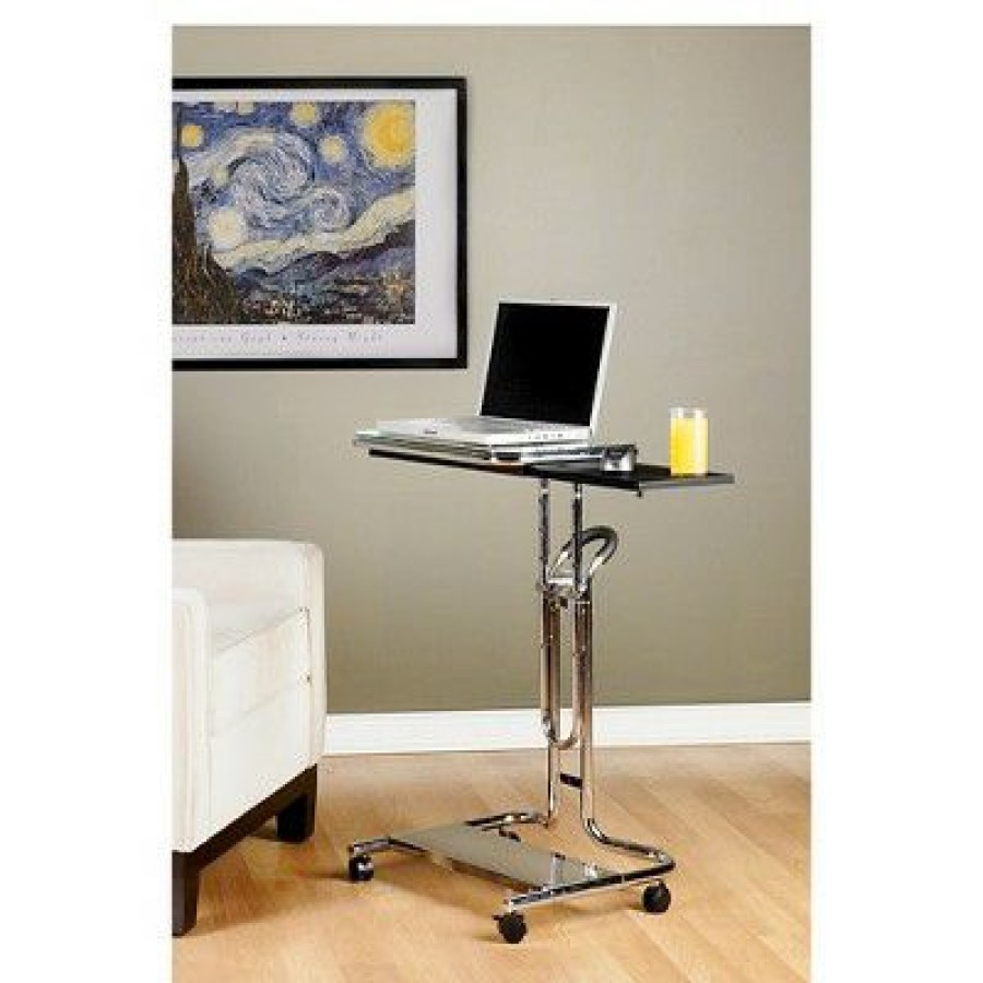 Computer Desks * | Calico Designs Laptop Cart W/ Extending Side Shelf Chrome / Clear