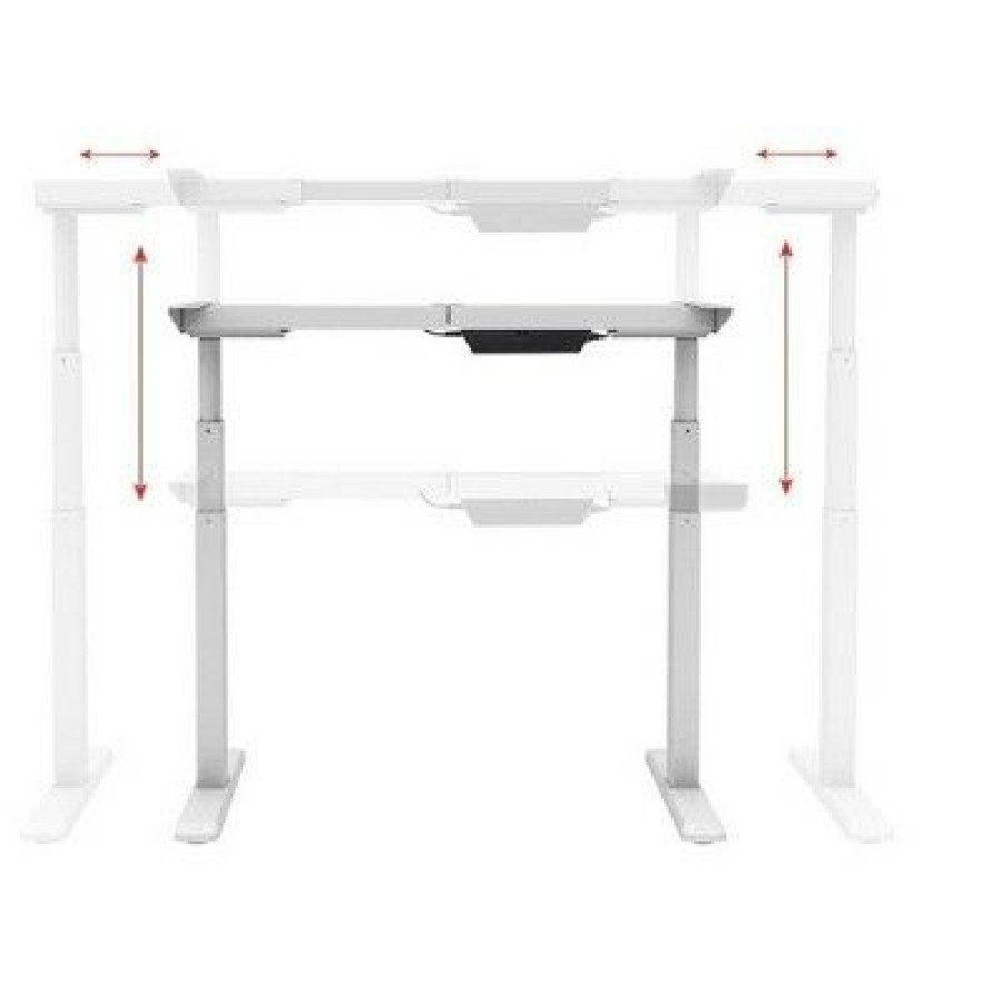 Executive Desks * | Monoprice Height Adjustable Sit-Stand Riser Table Desk Frame White With Electric Dual Motor, Compatible With Desktops From 43 Inches-87 Inches Wide