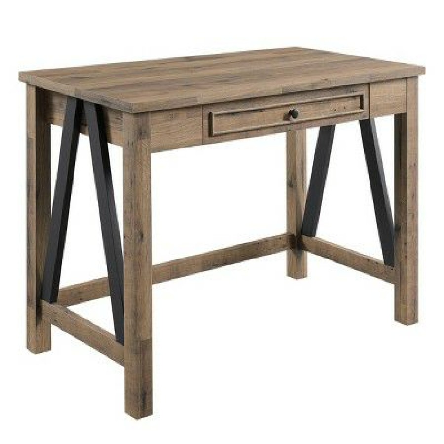 Executive Desks * | Quinton Writing Desk With Drawer Salvage Oak Osp Home Furnishings