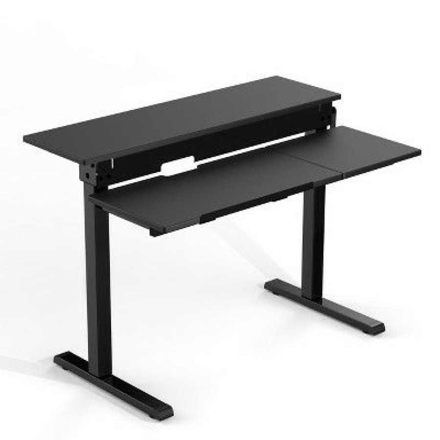 Executive Desks * | Stand Up Desk Store 48 Crank Adjustable Height Split Level Drafting Table Ergonomic Desk With Monitor Shelf