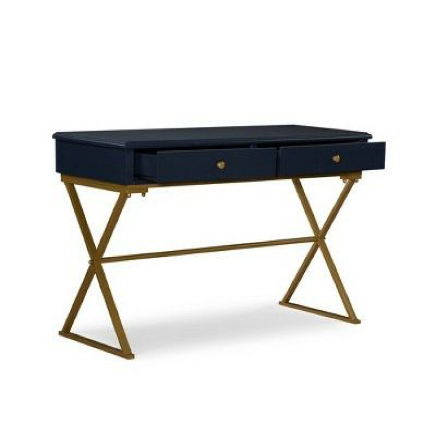 Executive Desks * | 2 Drawer Campaign Desk Linon