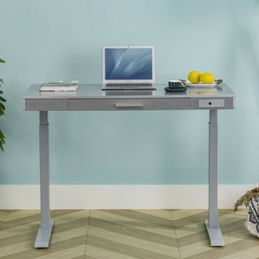 Computer Desks * | 47" Adjustable Desk Gray Home Essentials