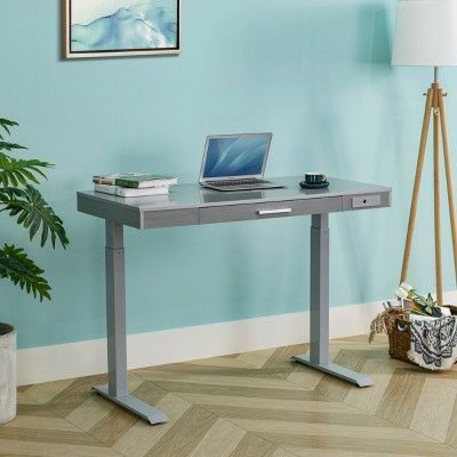 Computer Desks * | 47" Adjustable Desk Gray Home Essentials