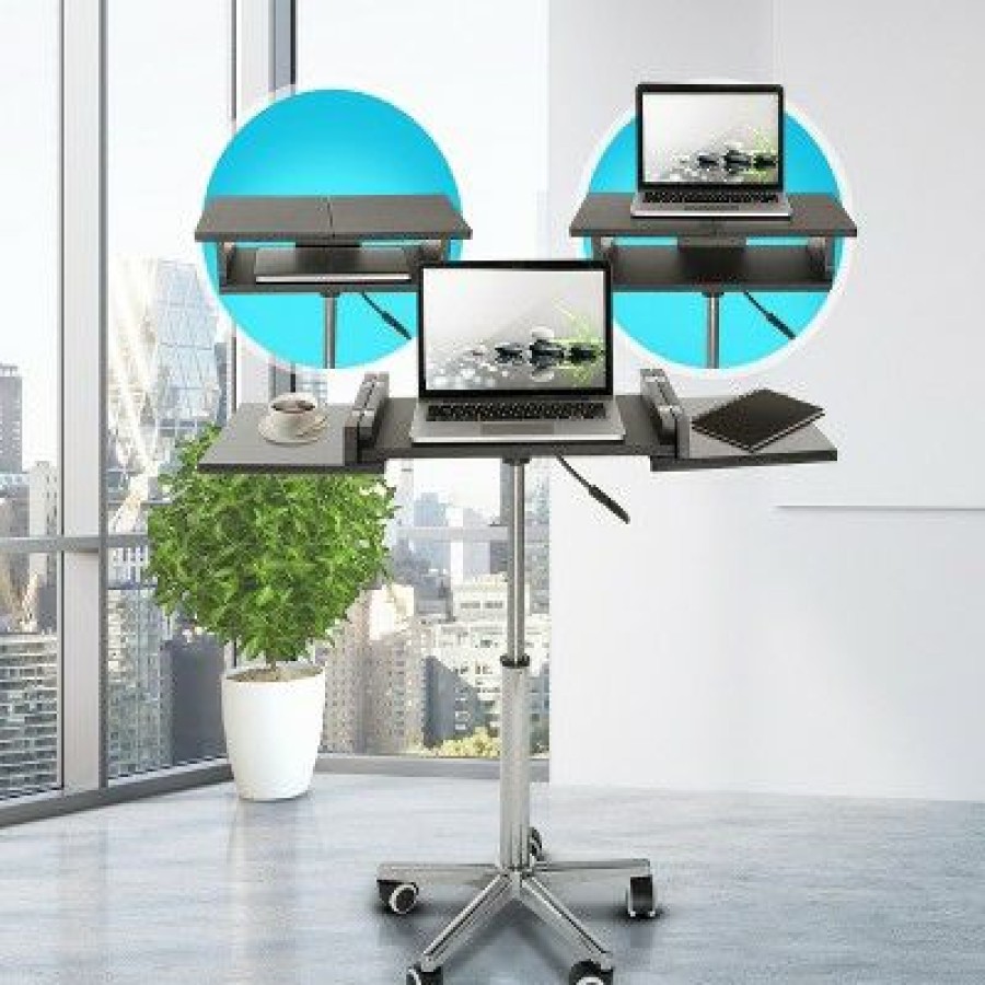 Computer Desks * | Folding Table Laptop Cart Graphite Techni Mobili