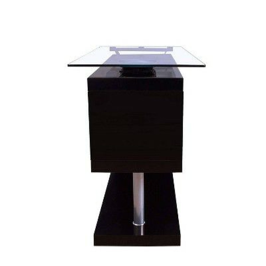 Executive Desks * | Writing Desk With Swivel Clear Glass/Black Benzara