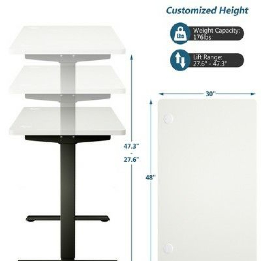 Executive Desks * | Costway Electric Standing Desk Sit To Stand Height Adjustable Dual Motor