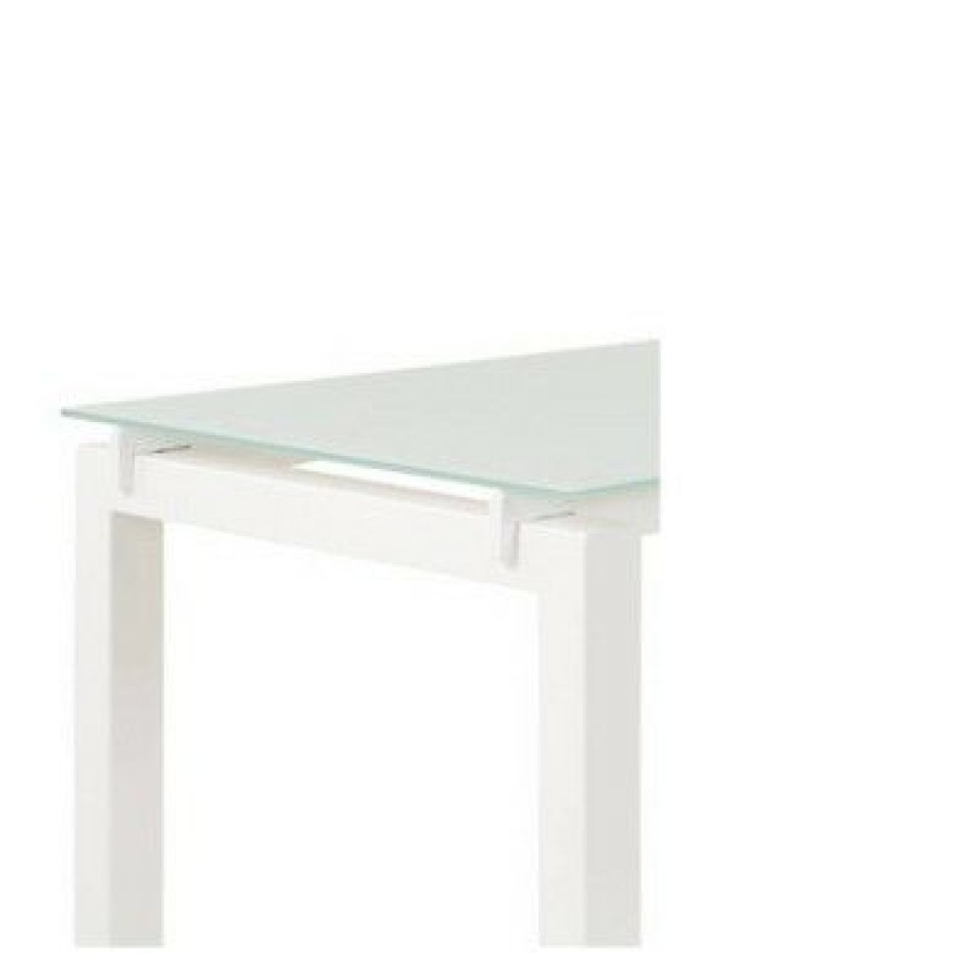 Executive Desks * | Metal L Shape Desk With Frosted Glass Top And Block Legs White Benzara