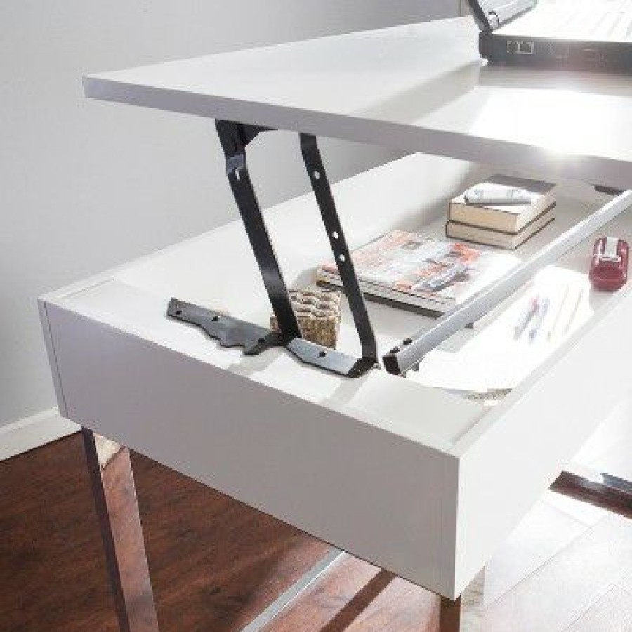 Executive Desks * | Brecht Adjustable Height Sit Stand Desk White Aiden Lane