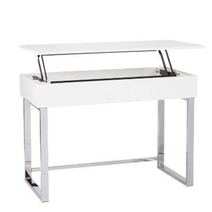 Executive Desks * | Brecht Adjustable Height Sit Stand Desk White Aiden Lane